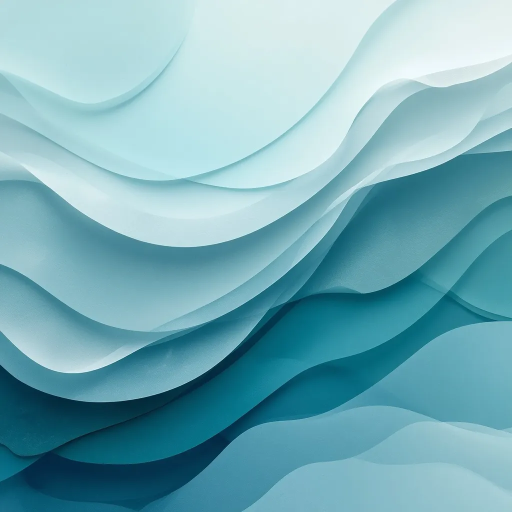 Abstracte rustige compositie met zachte lagen in aquatische kleuren die een kalme ruimte voor dagritme symboliseert